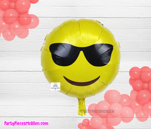 17" Emoji Sunglasses Round Foil Balloon