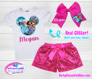 Mirabel and Elsa Sequin Shorts Outfit