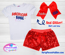 Load image into Gallery viewer, American Babe Short Outfit, Fourth of July Outfit