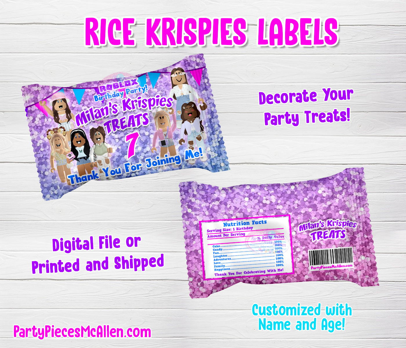 Gamer Girl Rice Krispies Labels