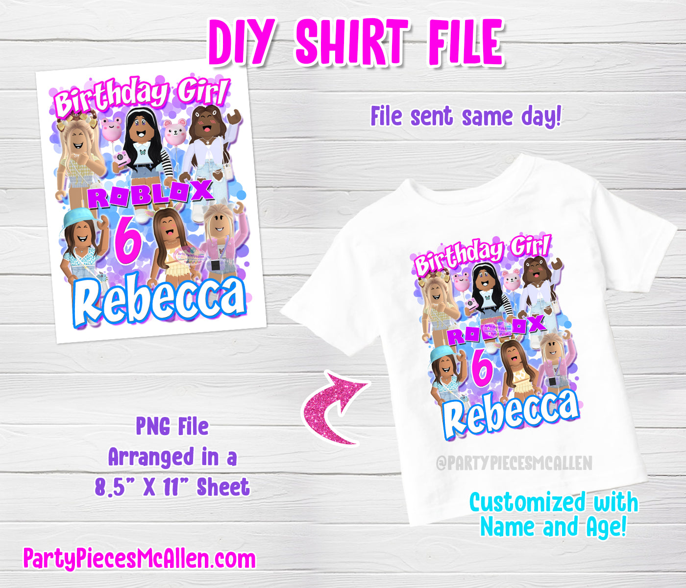 Editable T-shirts Design Roblox Girlkids Birthday Printable T