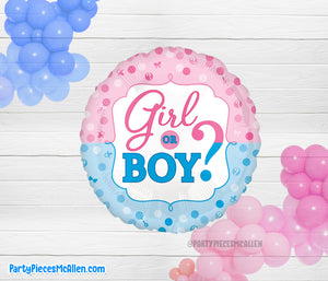 17" Gender Reveal Round Foil Balloon