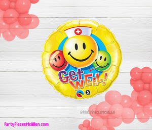 17" Get Well Emoji Round Foil Balloon