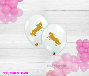 12" Gold Unicorn Latex Balloons  6pz