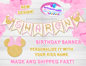 Pink and Gold Minnie Mouse Banner