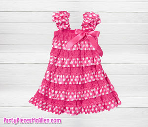 Hot Pink White Polka Dot Ruffle Petti Dress