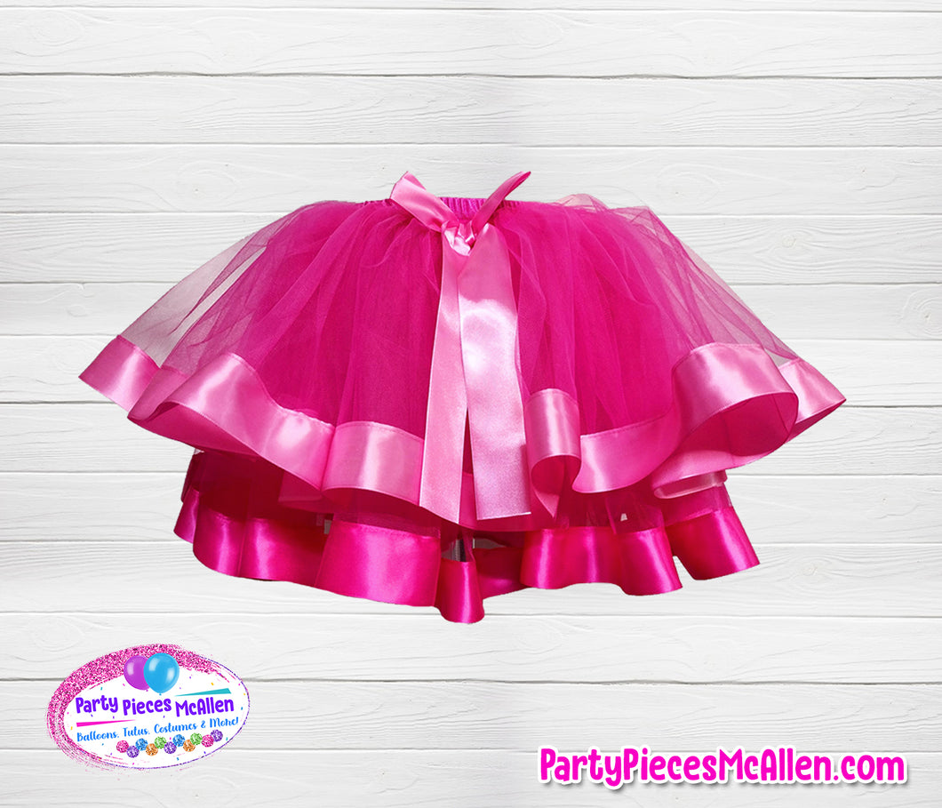 Hot Pink Ribbon Trim Tutu Skirt