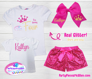 Princess Birthday Outfit I'm turning Sequin Short Set