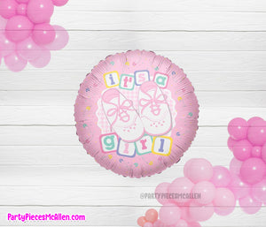 17" It's a Girl Pink Round Foil Balloon