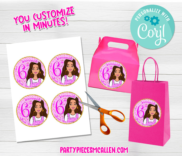 Latina Doll Digital Circle Labels