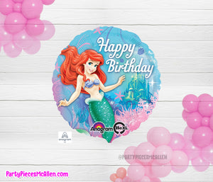 17" Little Mermaid Happy Birthday Foil Balloon