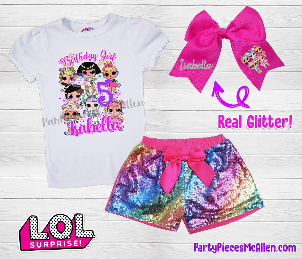 L.O.L Dolls Inspired Sequin Shorts Outfit