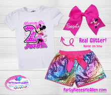 Load image into Gallery viewer, Minnie Mouse HOT PINK Birthday Sequin Short Outfit