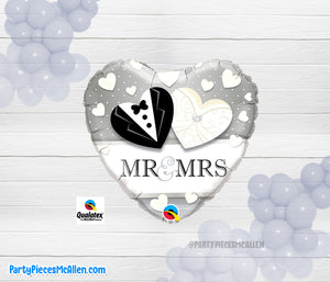17" Mr & Mrs Heart Shaped Foil Balloon