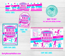 Load image into Gallery viewer, Ninja Warrior Girl Editable Party Package