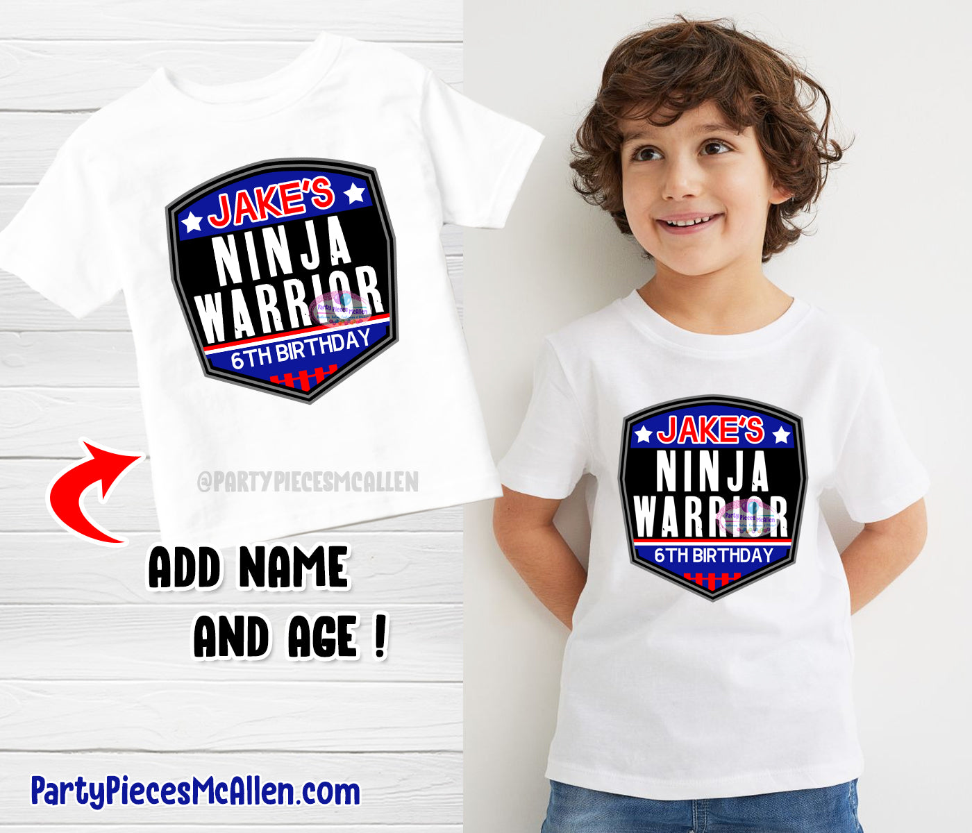 Personalized American Ninja Warrior in Training Kids T-Shirt Royal / Xs