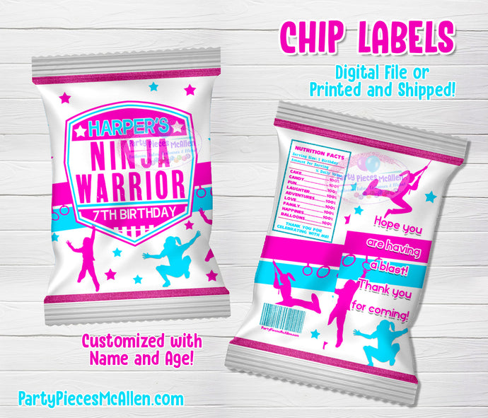 Ninja Warrior Girl Chip Labels