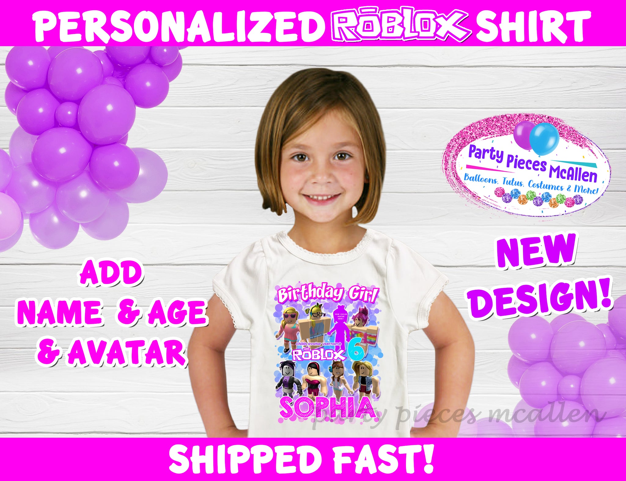 ROBLOX THEME GIRLS PERSONALISED BIRTHDAY T-SHIRT ANY NAME,NUMBER