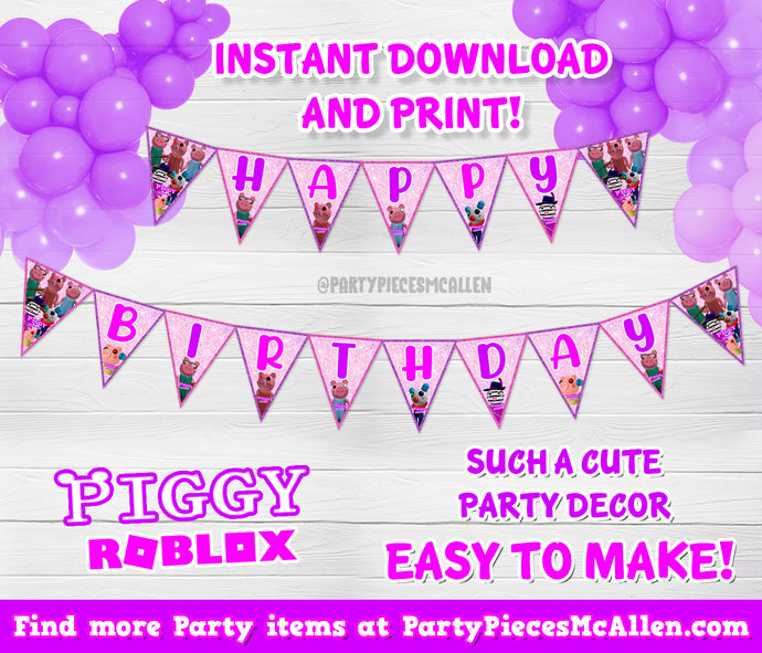 Piggy Roblox Girl Birthday Shirt with Glitter