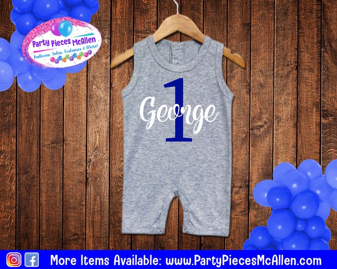First Birthday Grey Romper