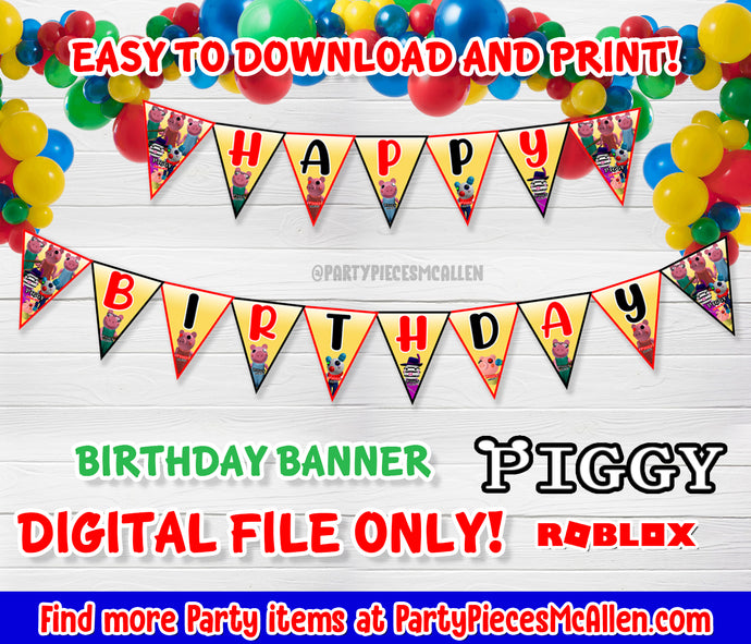Piggy Roblox Birthday Banner Digital File
