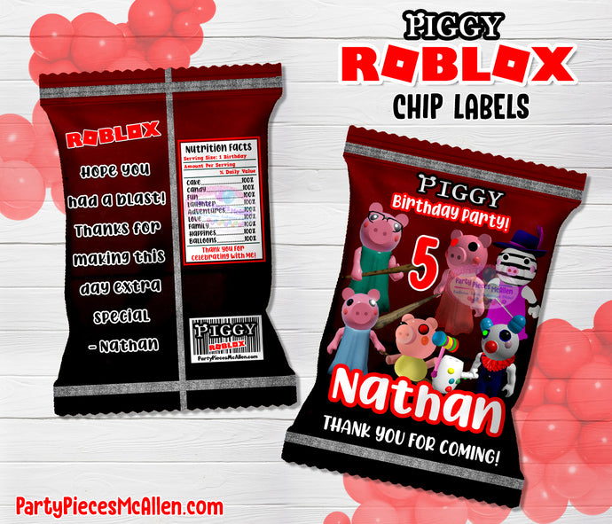 Piggy Roblox Boy Chip Bag Labels