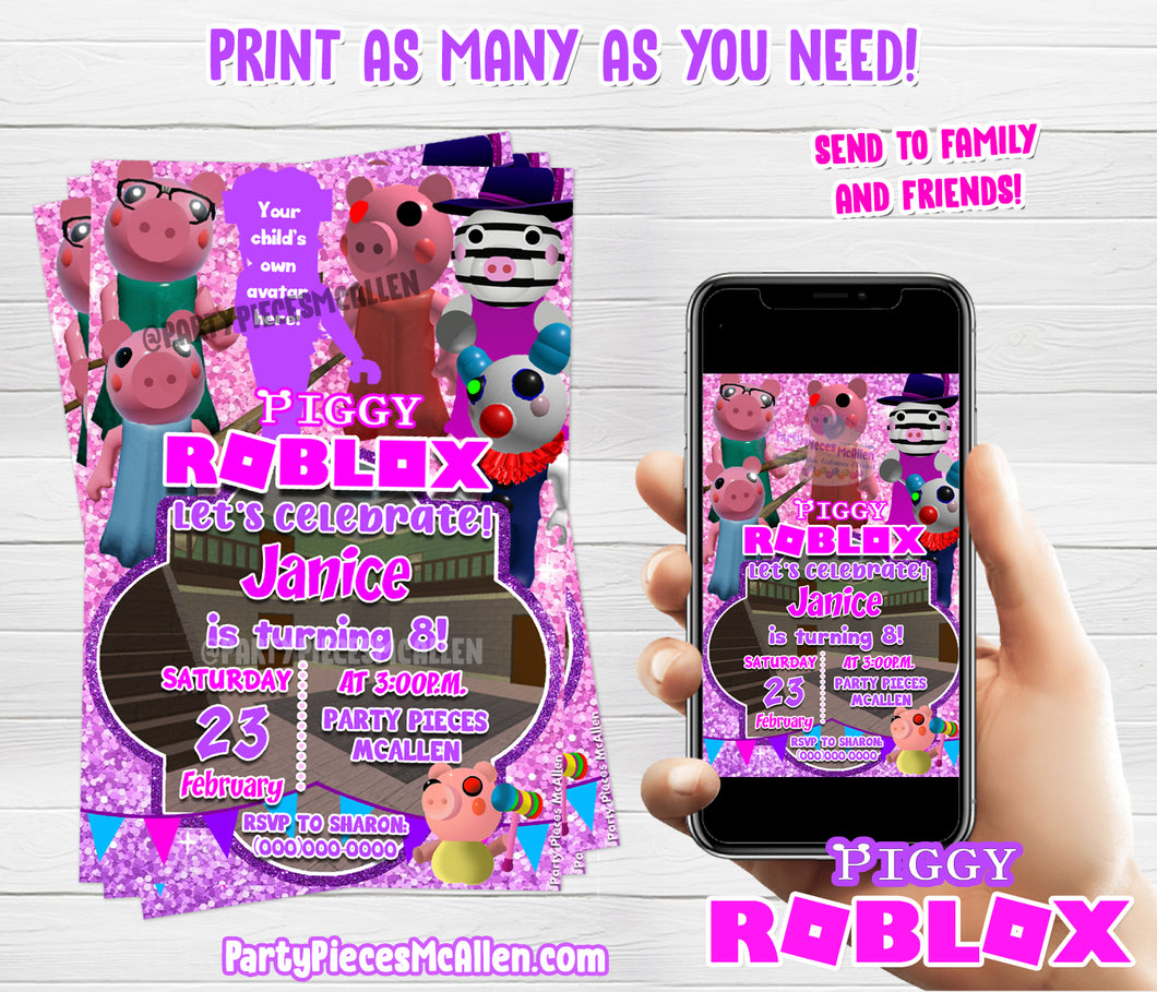 Girl Piggy Roblox Digital Invitation