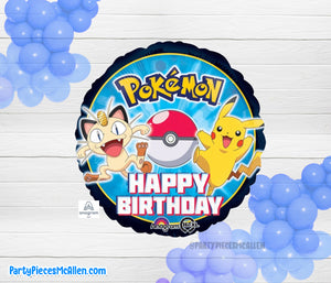 17" Pokemon Happy Birthday Round Foil Balloon