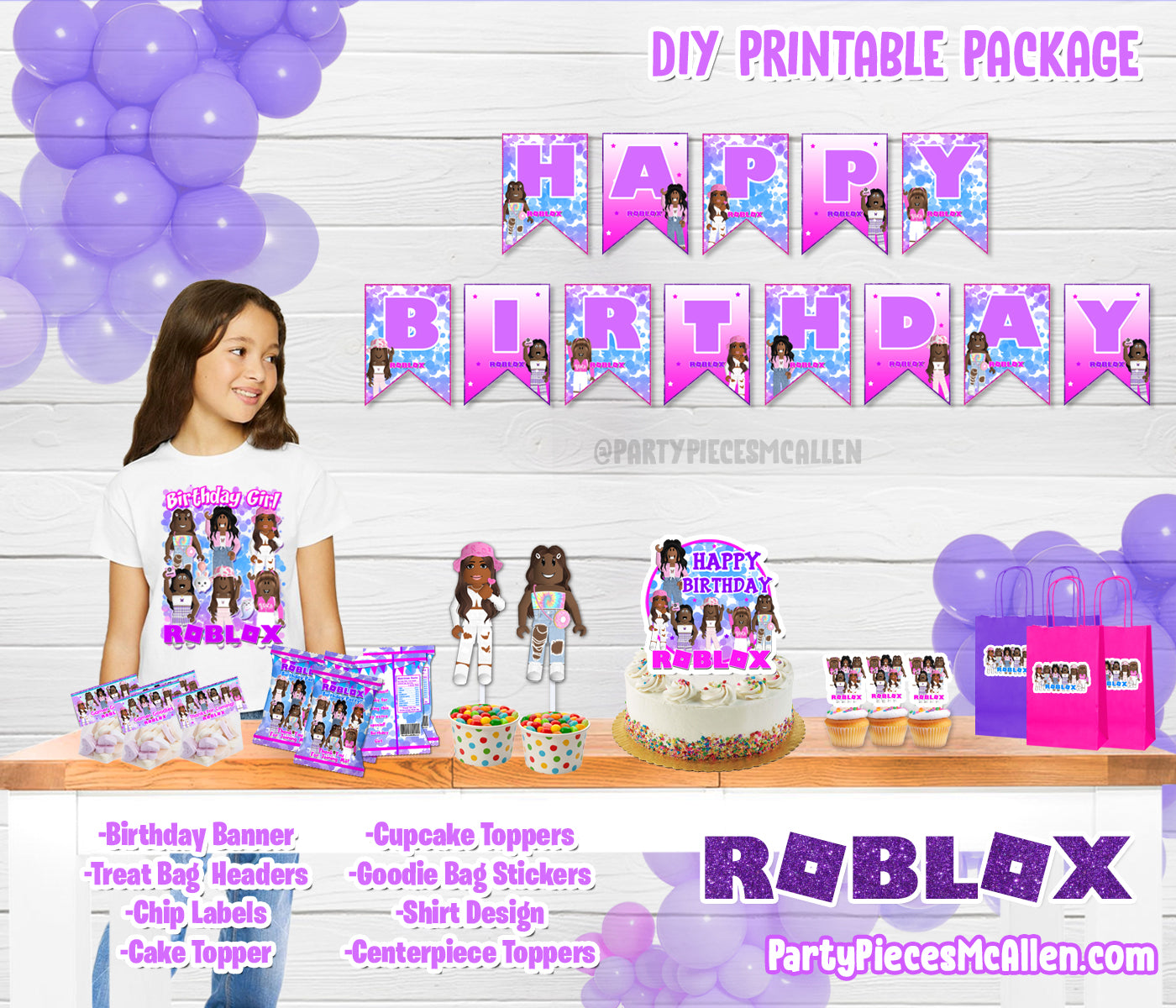 Editable T-shirts Design Roblox Girlkids Birthday Printable T
