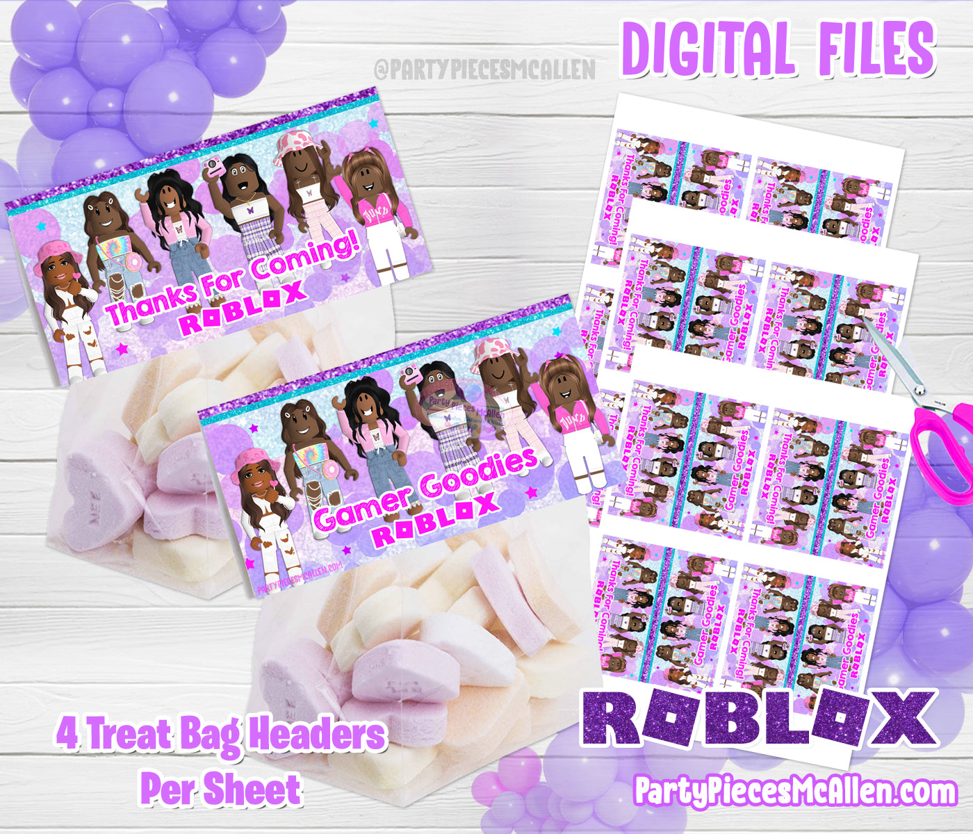 Girl Roblox Dark Skin Printable Package – Party Pieces McAllen