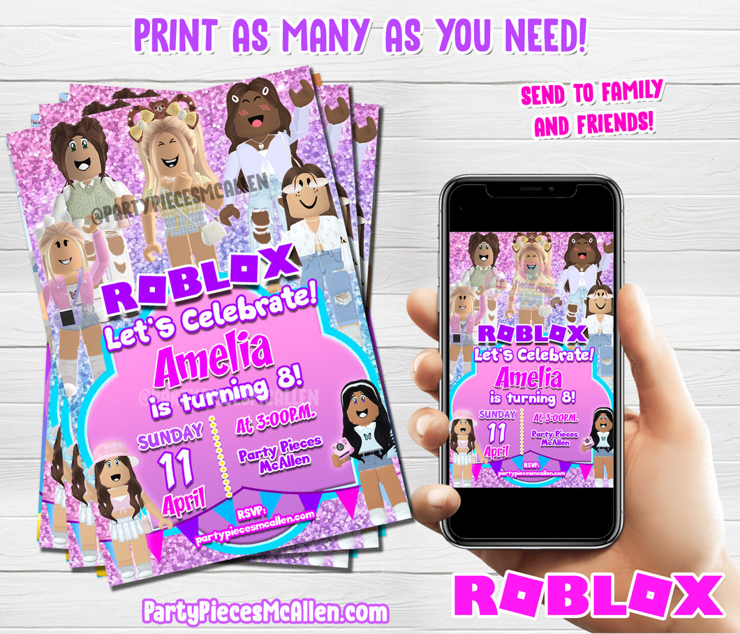 Roblox Girl Digital Invitation