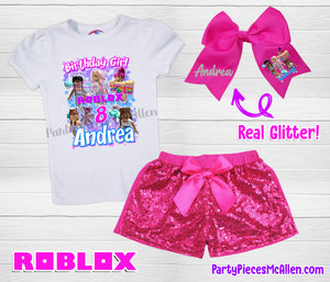 Roblox Inspired Birthday Sequin Short Outfit