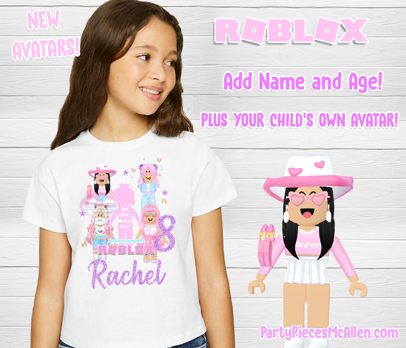 spin Litteratur reservoir Roblox Girl Birthday Shirt with Glitter – Party Pieces McAllen