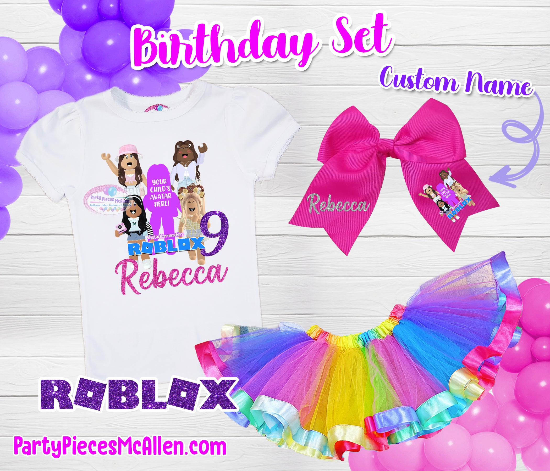 Roblox Girl Party Package with Custom Avatar – Party Pieces McAllen