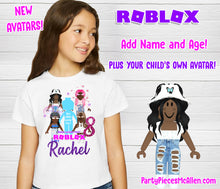 Load image into Gallery viewer, Roblox Birthday Shirt with Glitter, Dark Skin Avatars