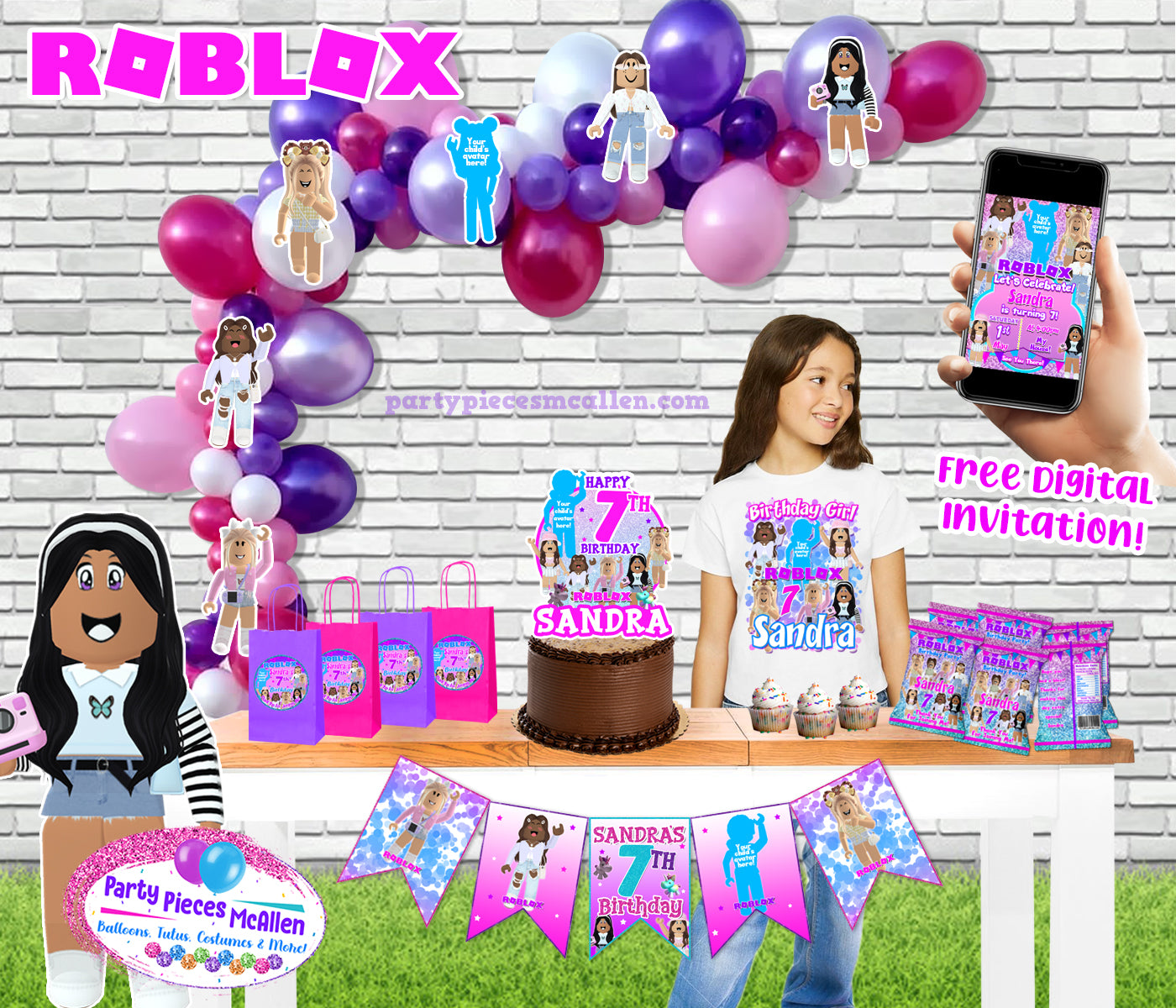 Roblox Girl Party Package with Custom Avatar – Party Pieces McAllen