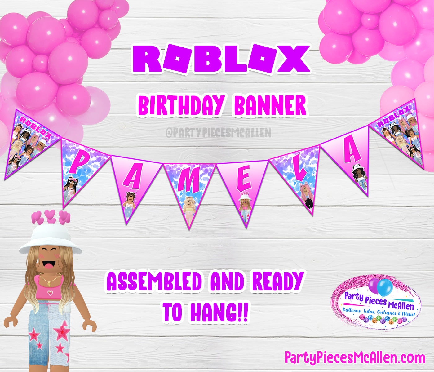 Roblox Girl Party Package with Custom Avatar – Party Pieces McAllen