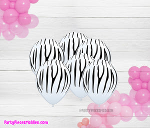 12" Zebra design Latex Balloon 6pz