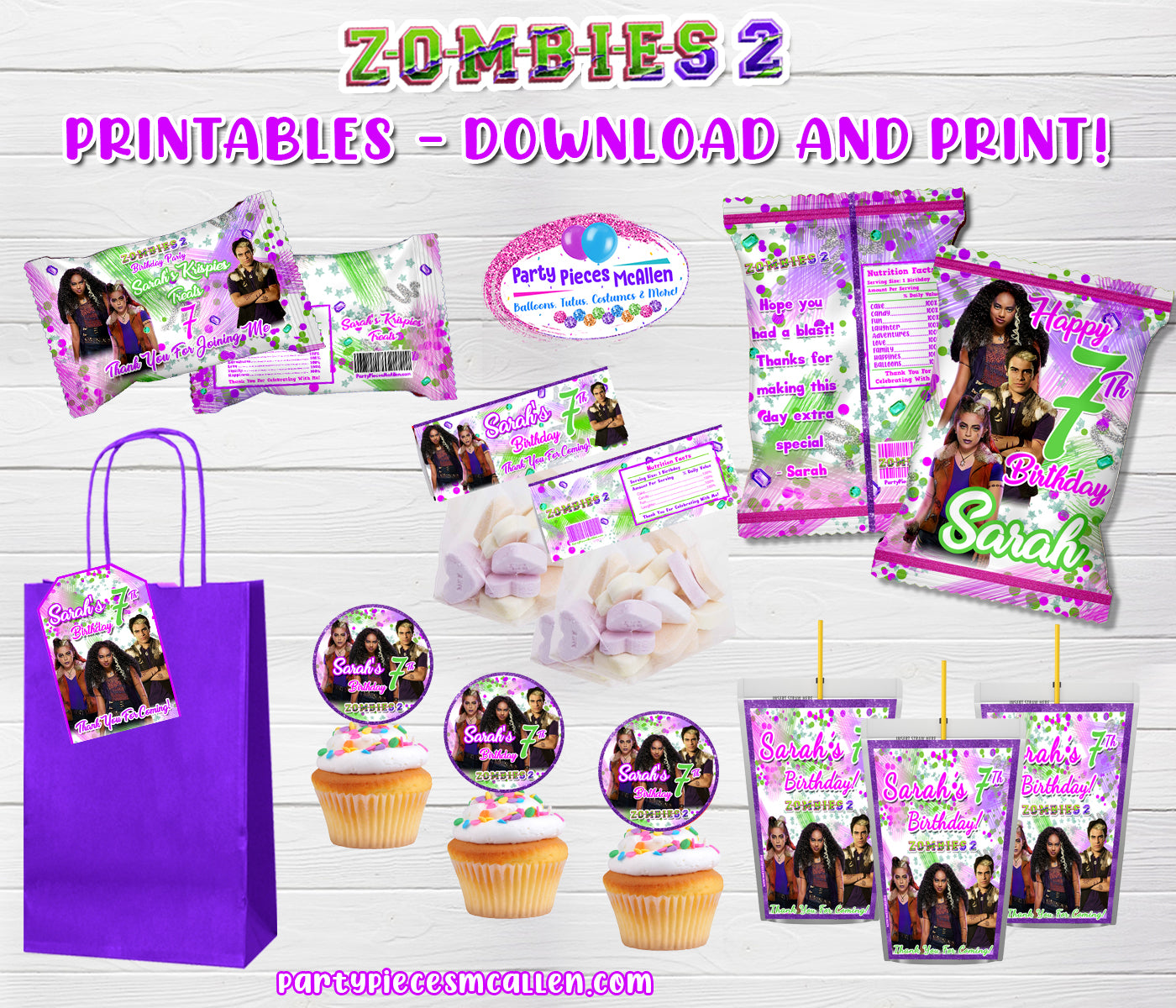 Zombies 2, Zombies Birthday Digital Kit, Zombies Party Favors, Bottle  Labels, Cupcake Wrapper, Capri Sun, Chip Bag, Printable, Zed, Addison 