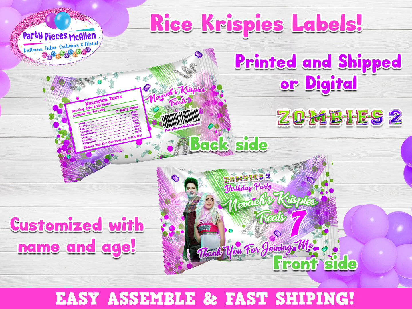 Zombies 2 Rice Krispies Labels