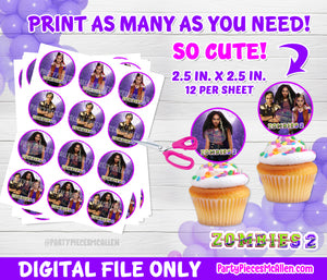 Zombies 2 Werewolves Cupcake Toppers Digital File