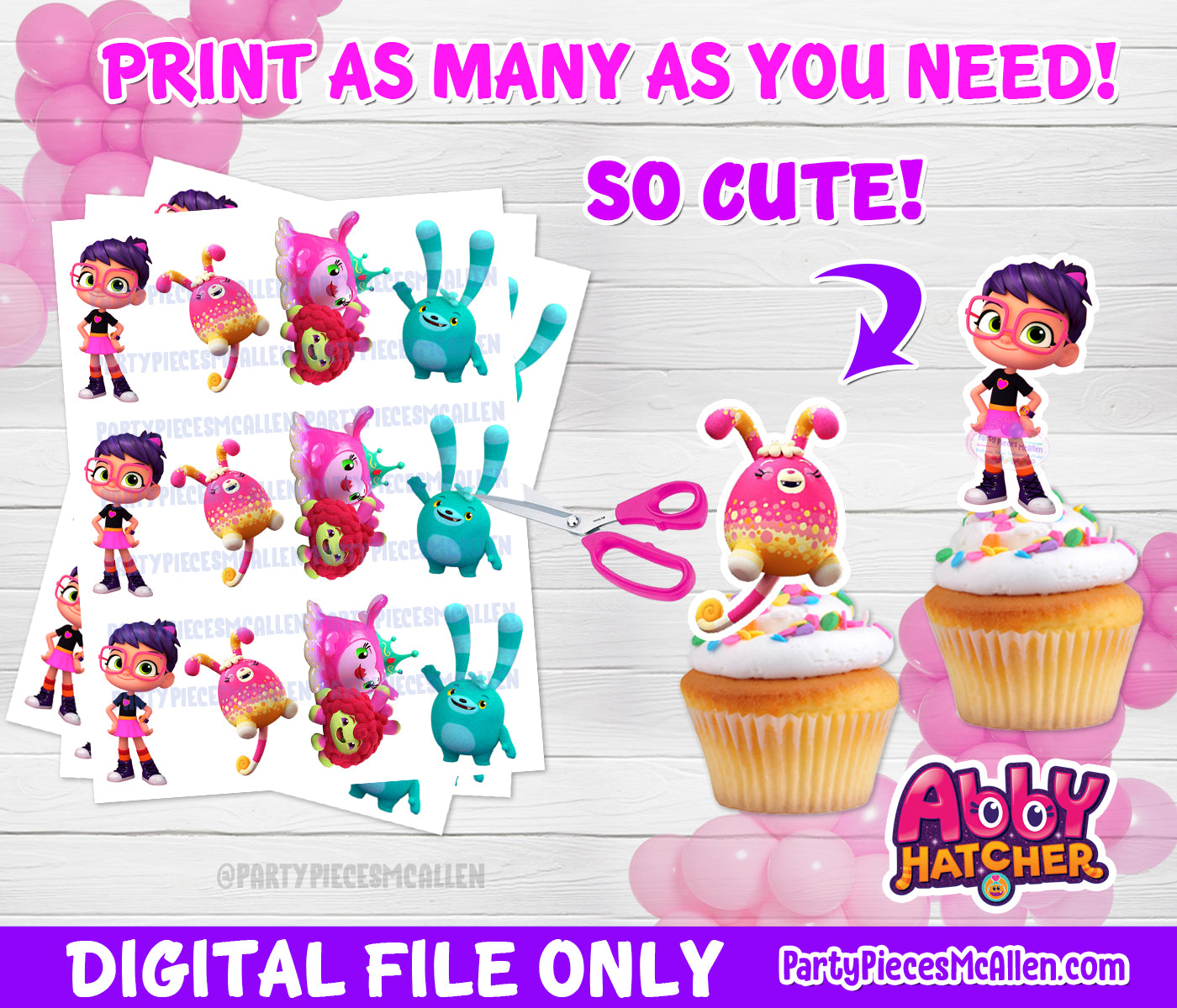 Abby Hatcher Cupcake Toppers Digital File