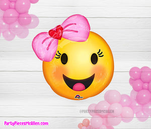 19" Emoji Face with Bow Foil Balloon