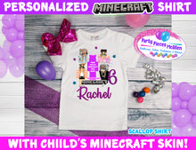Load image into Gallery viewer, Girls Minecraft Birthday Shirt with Glitter
