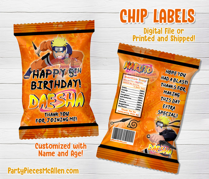 Naruto Chip Bag Labels