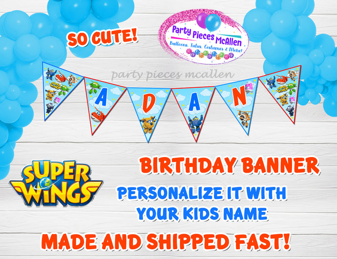 Super Wings Birthday Custom Banner