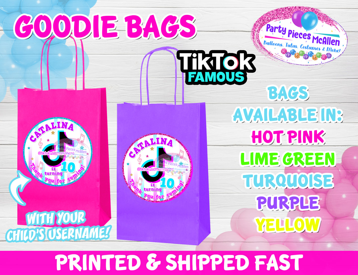 12 Girls Tik Tok Goodie Bags