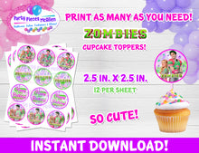 Load image into Gallery viewer, Zombies Cupcake Toppers Digital File